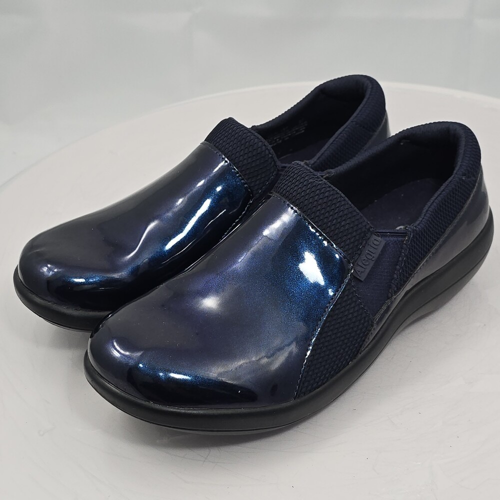 Alegria Duette Poppy Pop PG Lite Blue Patent Slip Resistant Slip on Clogs Nurse